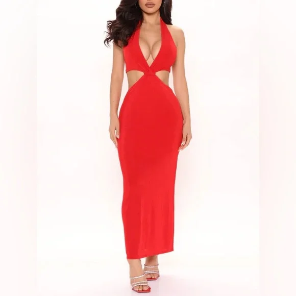 Dresses | Red Slinky Maxi Dress | Poshmark